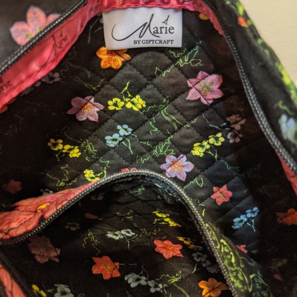 Maria Osmond Belladonna black floral Cotton quilted purse - Picture 4 of 11